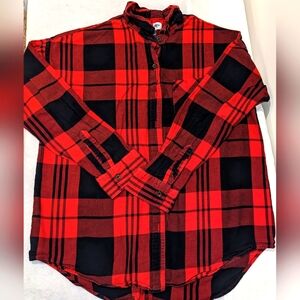 Old Navy Boyfriend Flannel Lumberjack Plaid Button-Up Shirt